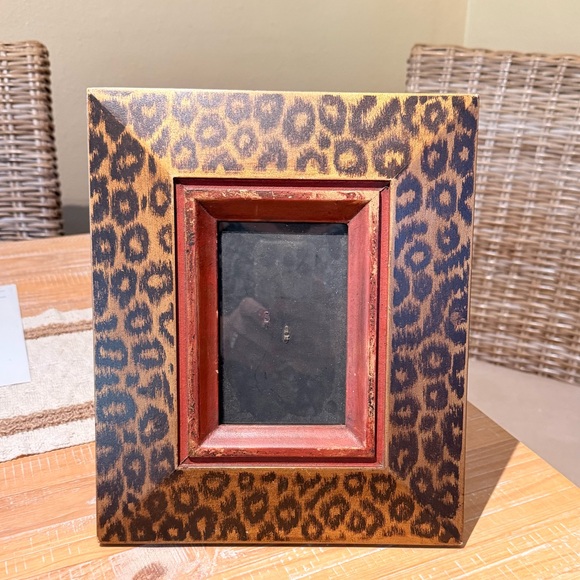 Pier 1 Other - Pier 1 Imports Leopard Print Photo Frame with Red Inner Trim